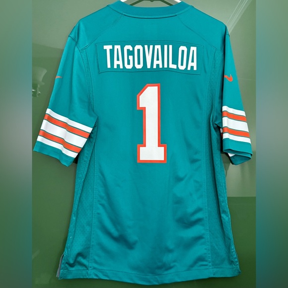 Nike Tua Tagovailoa Miami Dolphins #1 Teal Throwback Alternate Game Jersey Men S - Picture 4 of 4